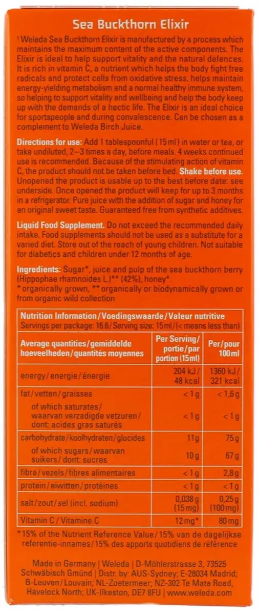 Weleda Duindoorn Elixer 200ml - afbeelding 6 van 6