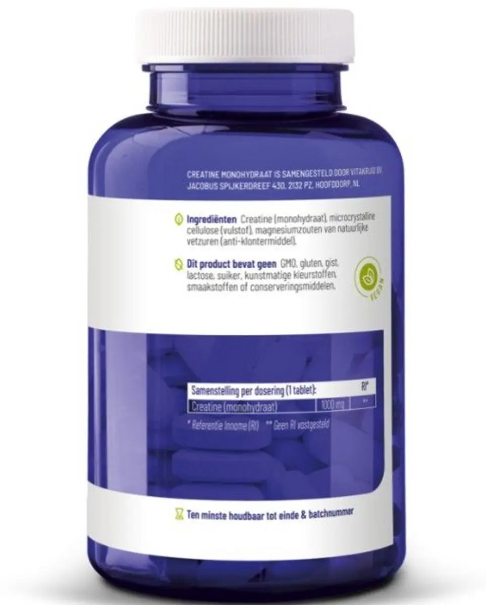 Vitakruid Creatine Monohydraat 1000mg - 180 Tabletten