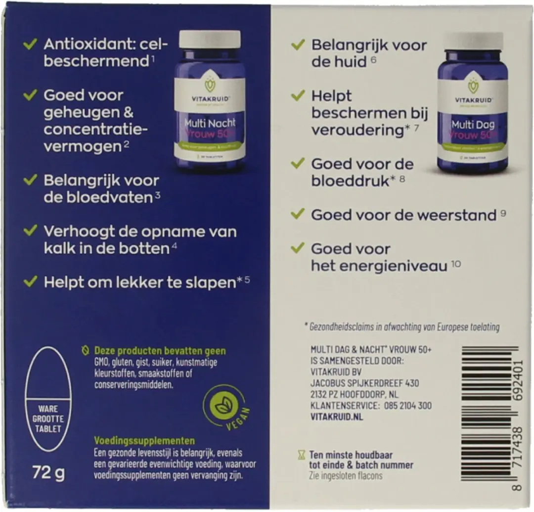 Vitakruid Multi Dag & Nacht Vrouw 50+ - 60 Tabletten