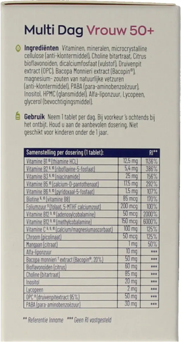 Vitakruid Multi Dag & Nacht Vrouw 50+ - 60 Tabletten