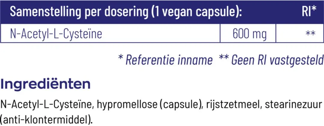 Vitakruid NAC 600mg N-Acetyl-L-Cysteine 60 Vcaps