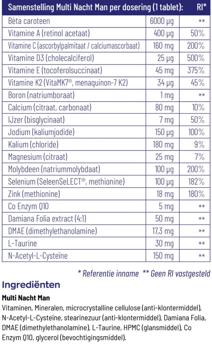 Vitakruid Multi Nacht Man 180g - 2x90 Tabletten