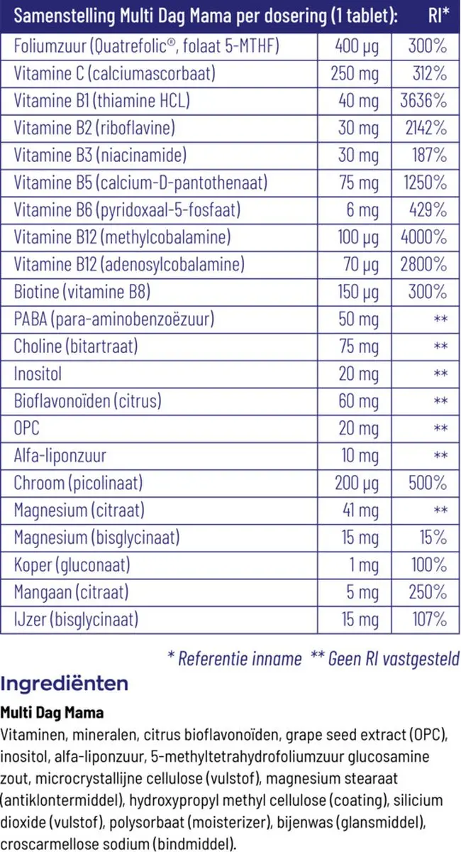 Vitakruid Multi Dag Mama 90 Tabletten