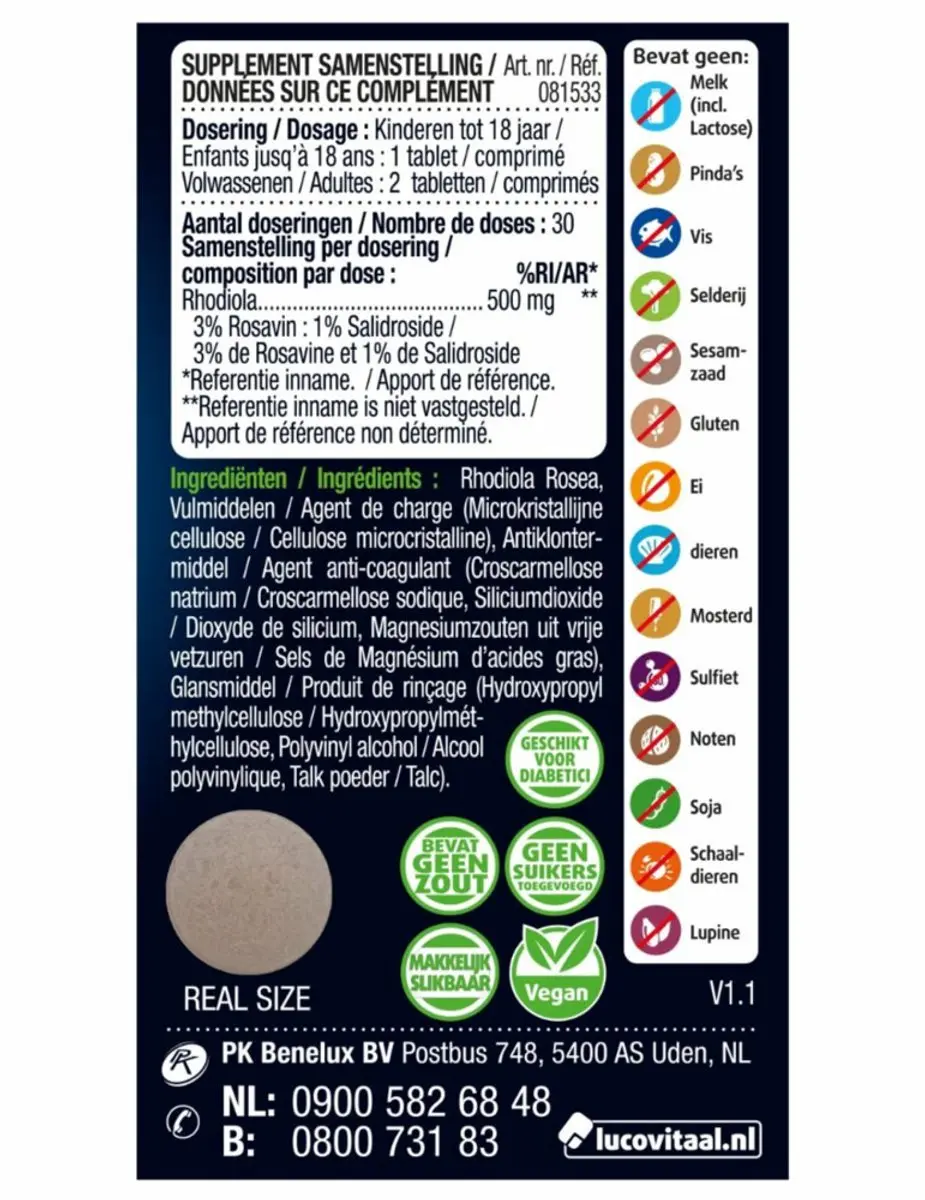 Lucovitaal Rhodiola Rosea 120 tabletten - 2x60