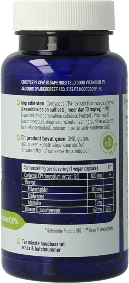 Vitakruid Cordyceps CPA³ - 60 Vegetarische Capsules