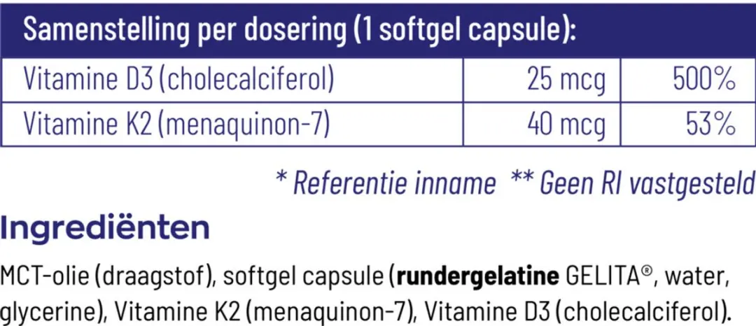 Vitakruid Vitamine D3 K2 90 Softgels