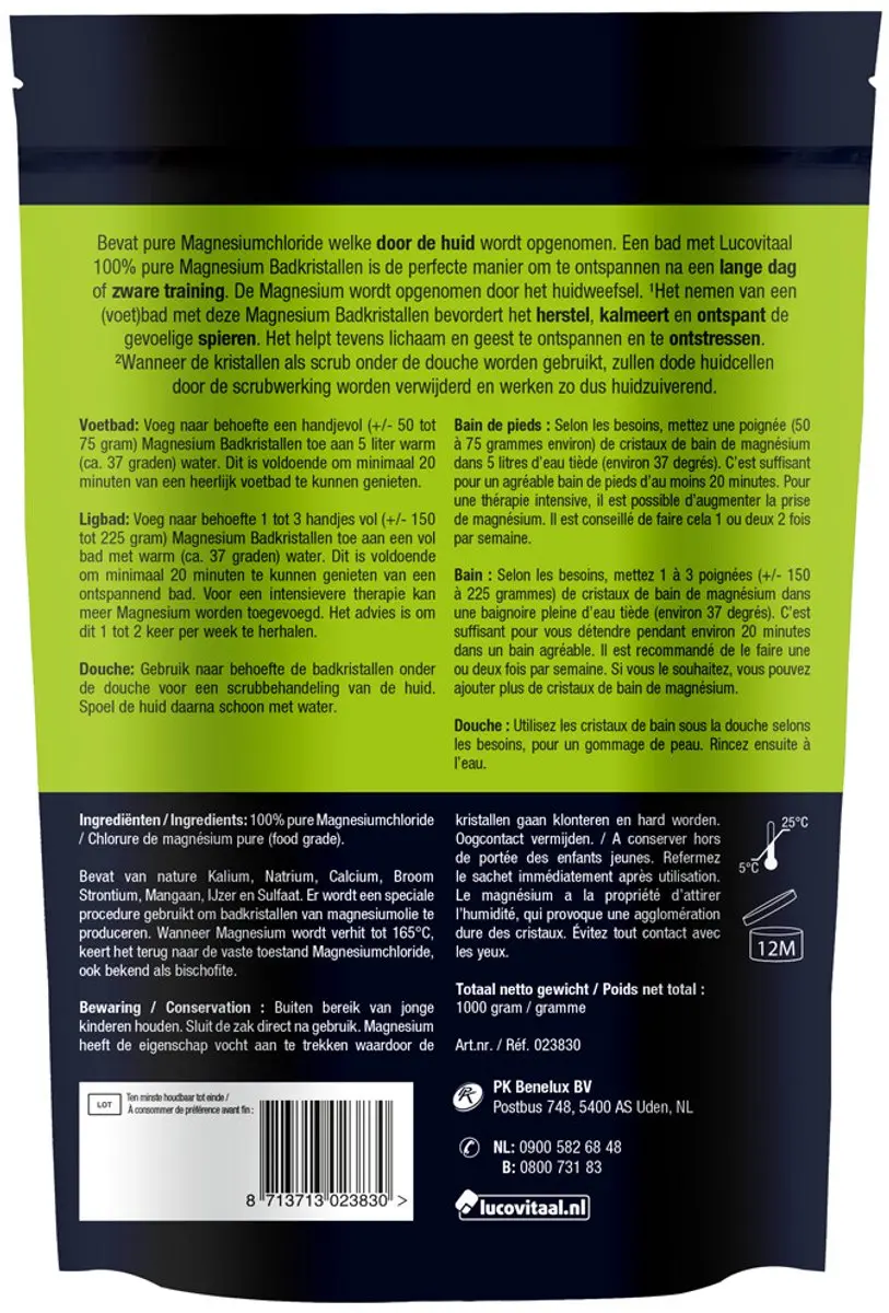 Lucovitaal Magnesium Badkristallen - 3x1kg Voordeelverpakking