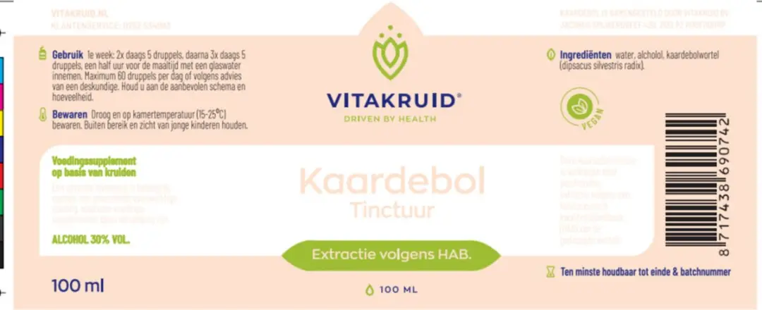 Vitakruid Kaardebol Tinctuur 100ml