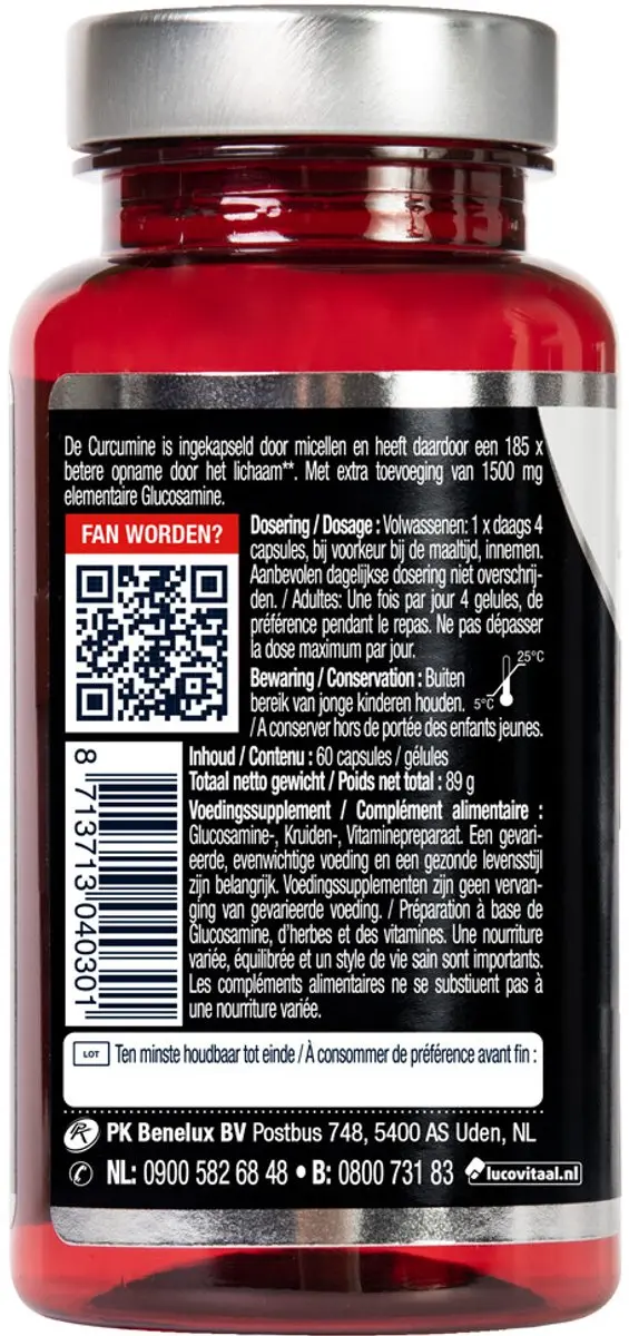 Lucovitaal Glucosamine Curcumine 1500/40mg - 120 Capsules