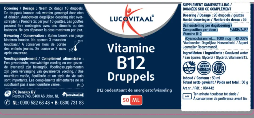 Lucovitaal Vitamine B12 1000 mcg Druppels - 2x50ml