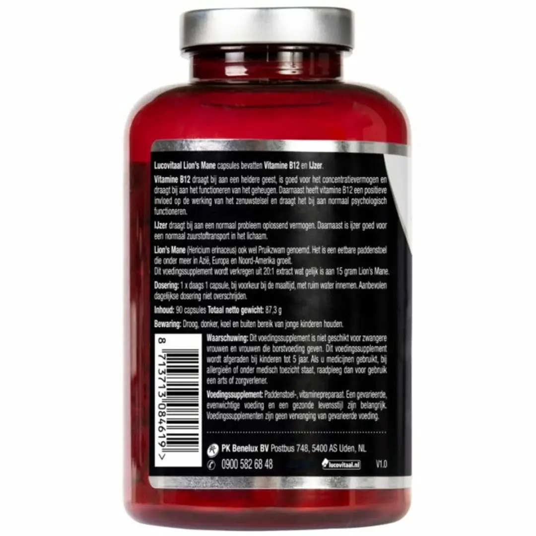 Lucovitaal Lion's Mane Voedingssupplement Capsules 90 Stuks