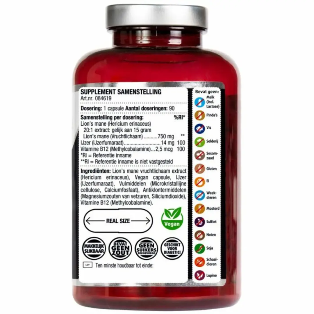 Lucovitaal Lion's Mane Voedingssupplement Capsules 90 Stuks