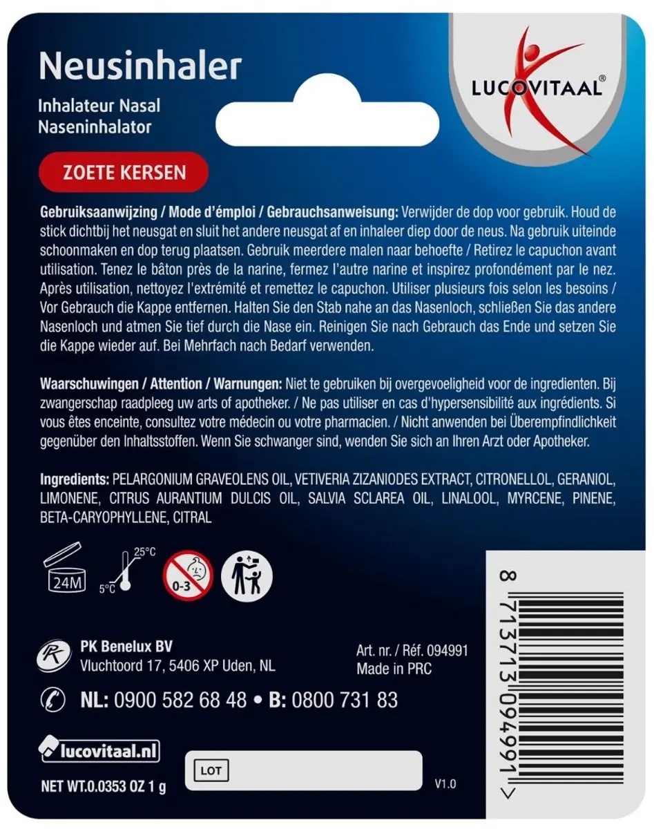Lucovitaal Neusinhaler Zoete Kersen 1 Stuks
