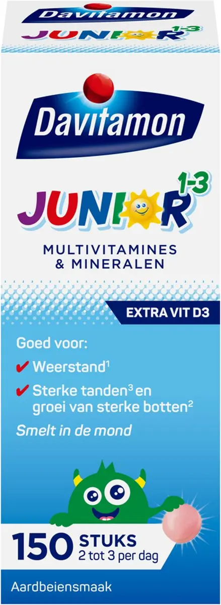 Davitamon Junior Vitaminen 1-3 jaar Aardbeiensmaak
