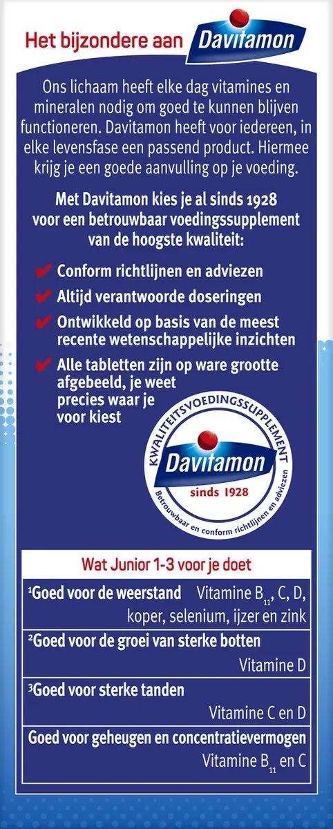 Davitamon Junior Vitaminen 1-3 jaar Aardbeiensmaak - 150 Smelttabletten - afbeelding 6 van 6