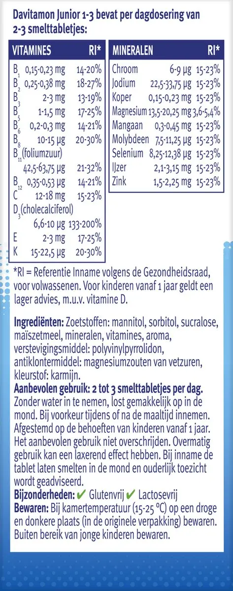 Davitamon Junior Vitaminen 1-3 jaar Aardbeiensmaak - 150 Smelttabletten