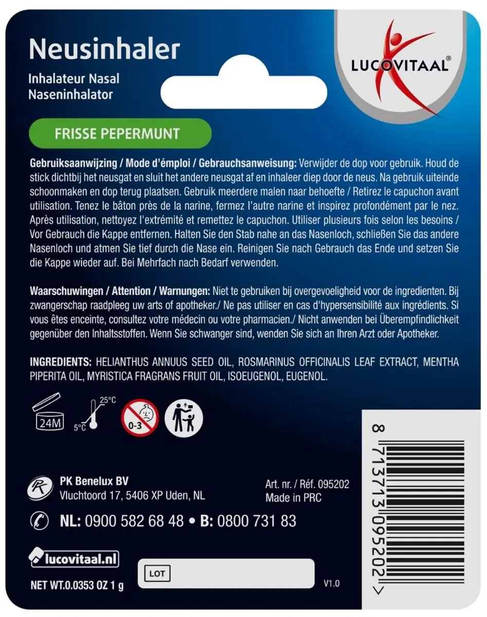 Lucovitaal Neusinhaler Frisse Pepermunt
