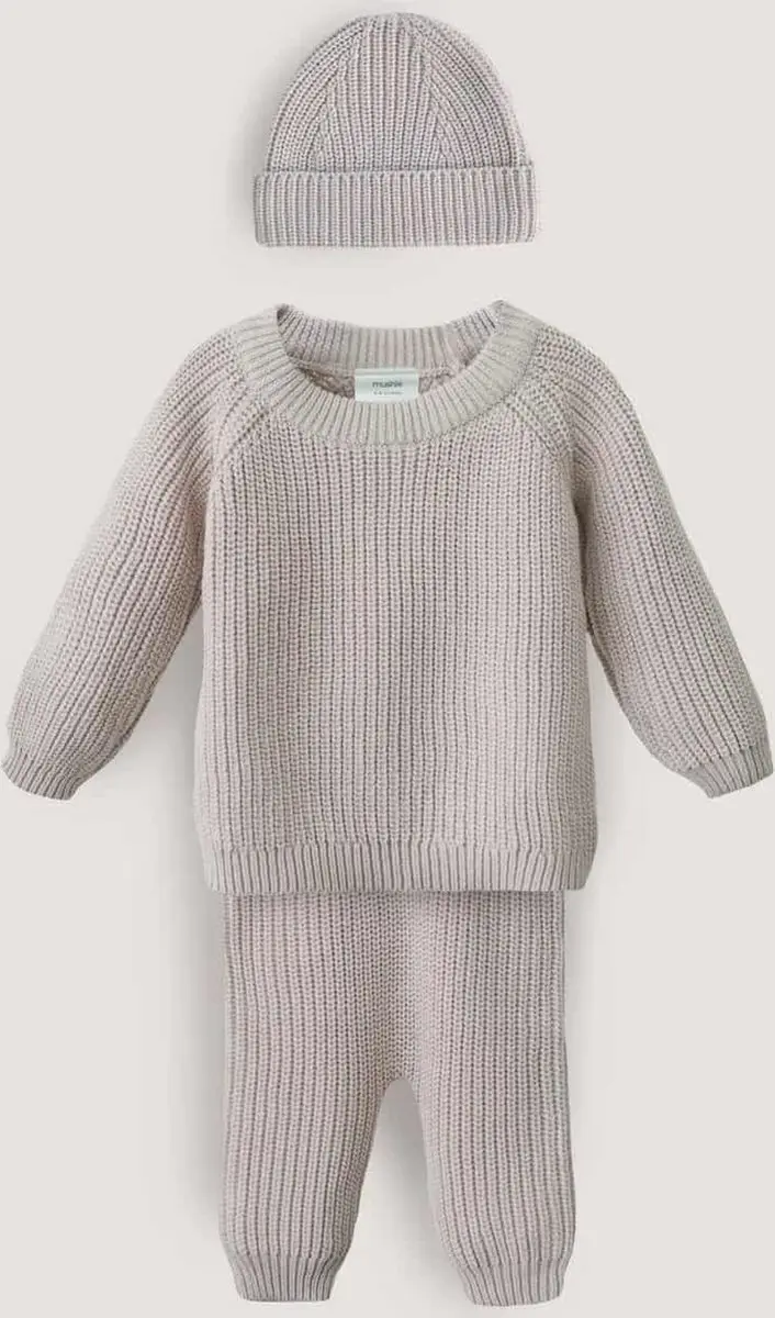 Mushie Baby Chunky Knit Pants Beige 0-3 maanden