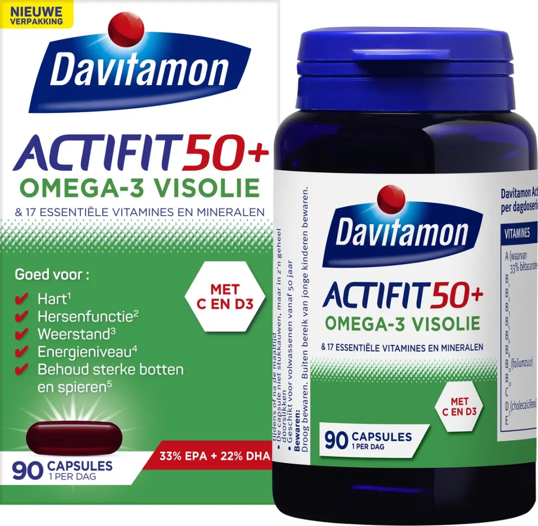 Davitamon Actifit 50+ Omega-3 Visolie - 90 Capsules