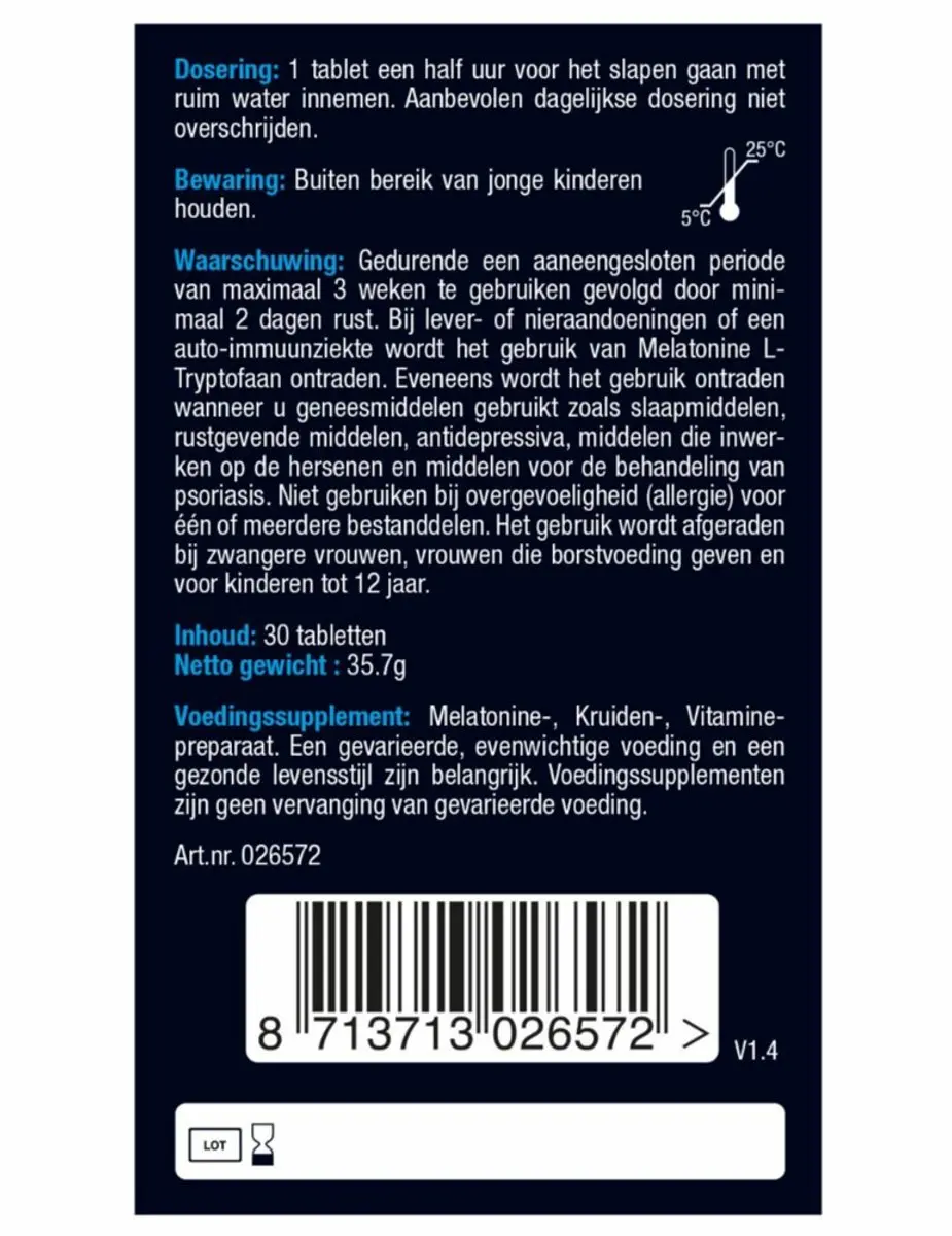 Lucovitaal Melatonine 5-HTP L-Tryptofaan - 2x30 Tabletten
