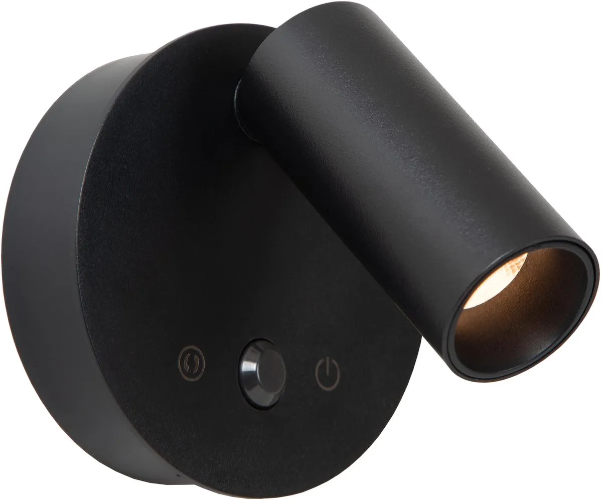 Lucide TONI Oplaadbare Wandspot - Ø8,1cm LED Dimbaar Zwart
