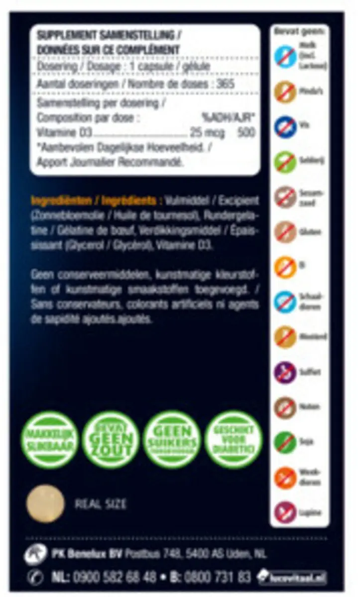 Lucovitaal Vitamine D3 25mcg - 365 Capsules x3