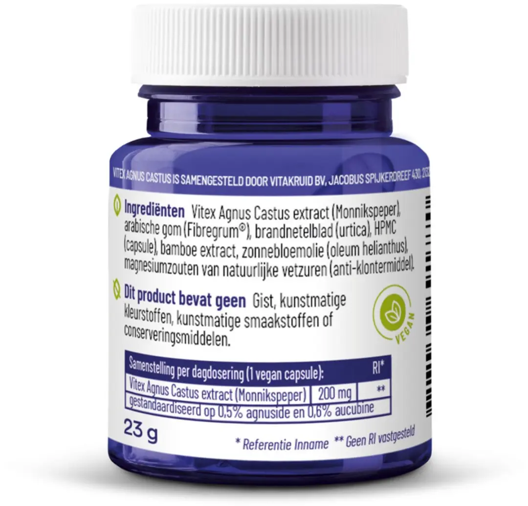 Vitakruid Vitex Agnus Castus 200mg - 60 Vegancapsules
