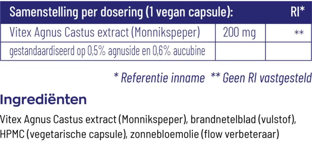 Vitakruid Vitex Agnus Castus 200mg - 60 Vegancapsules