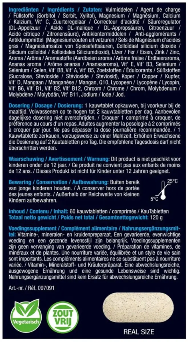 Lucovitaal Multi+ Weerstand Hoog Gedoseerd Kauwtabletten - 120g