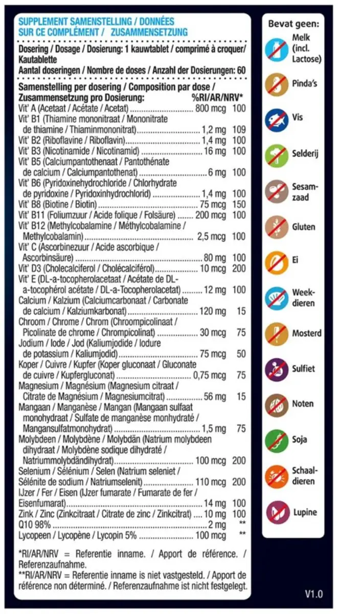 Lucovitaal Multi+ Weerstand Hoog Gedoseerd Kauwtabletten - 120g