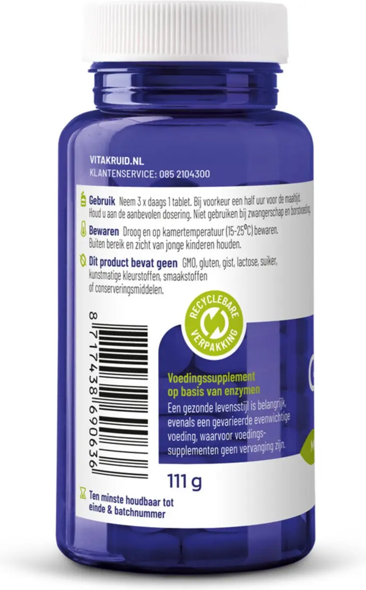Vitakruid Glutazyme Enzymen 2x90 tabletten - 262g