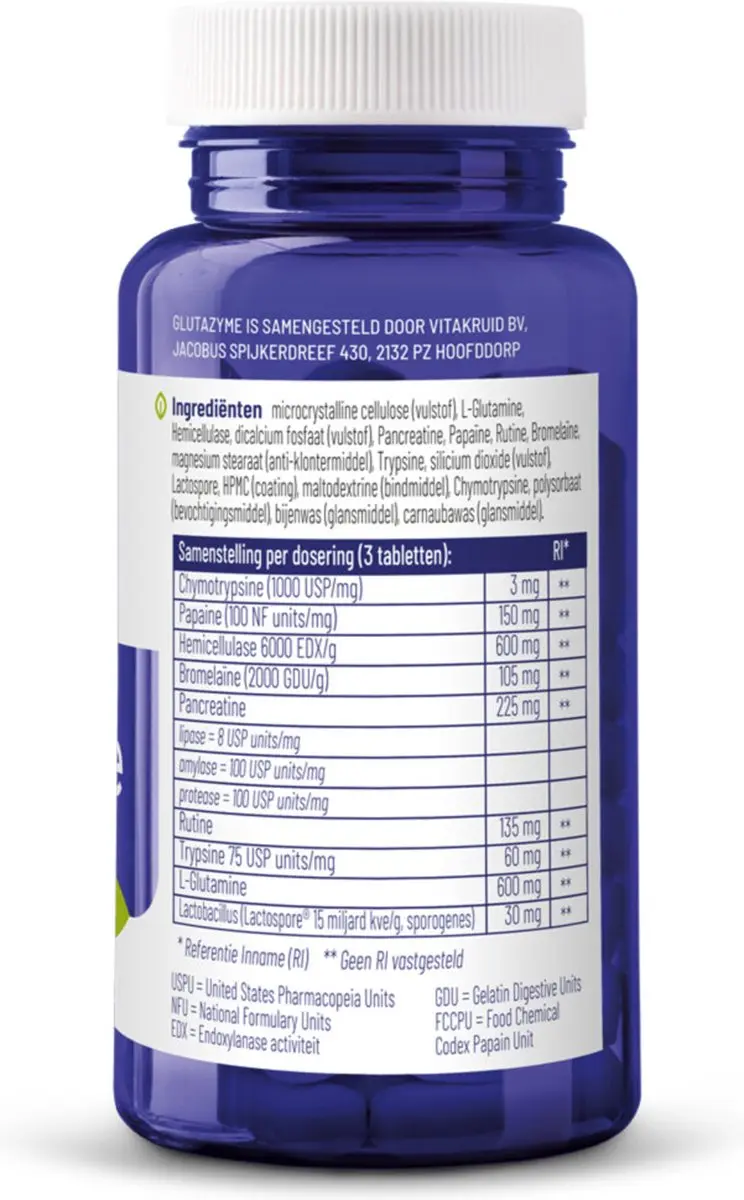 Vitakruid Glutazyme Enzymen 2x90 tabletten - 262g