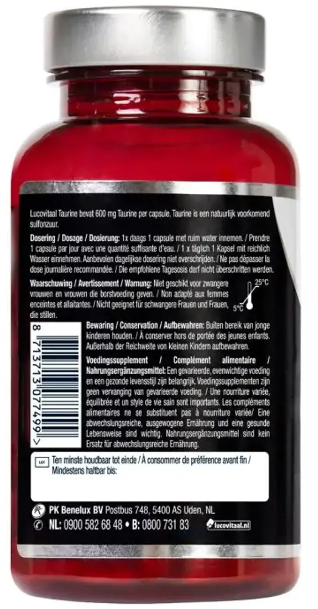 Lucovitaal Taurine Puur 600mg - 90 Capsules