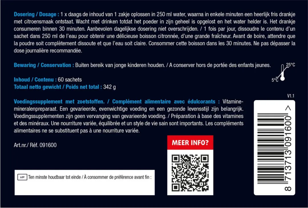 Lucovitaal Magnesiumcitraat 400mg Poeder - 60 Stuks