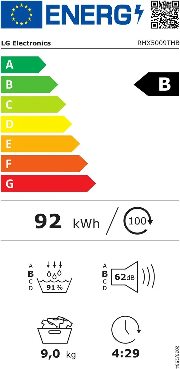 LG RHX5009THB Warmtepompdroger 9kg - Wit