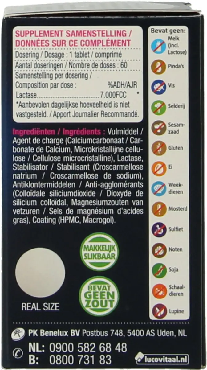 Lucovitaal Lactase 7000 FCC - 60 Tabletten