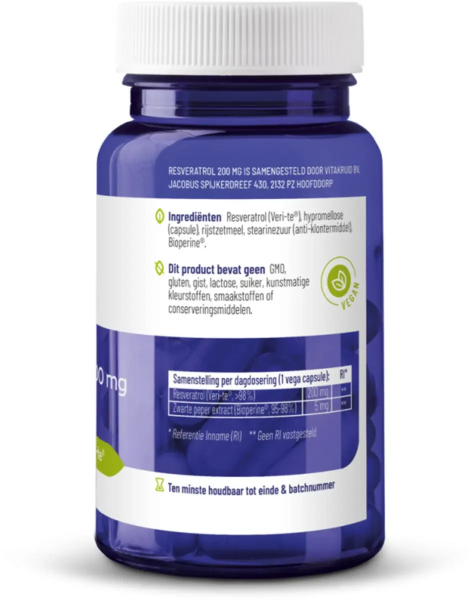 Vitakruid Resveratrol 200mg - 120 Vegacapsules