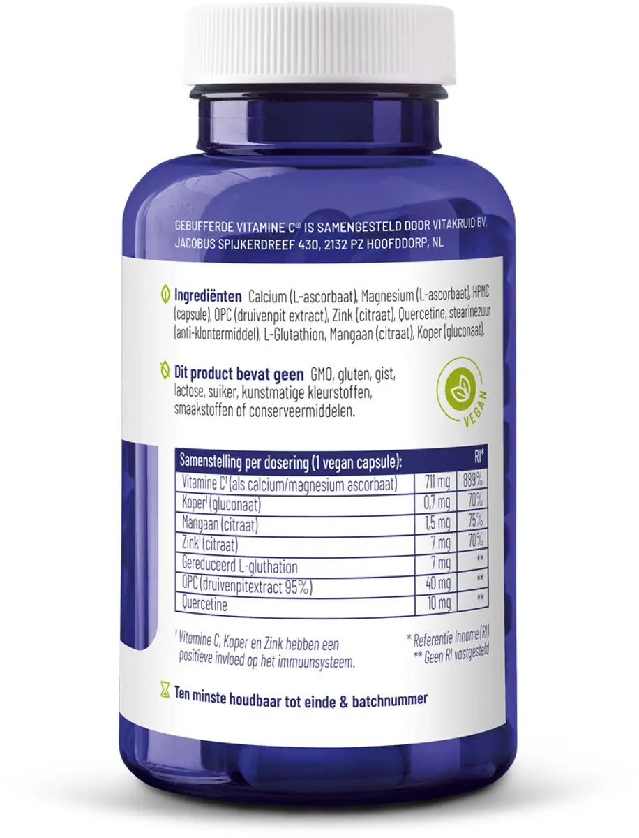 Vitakruid Gebufferde Vitamine C 180 Vegacapsules