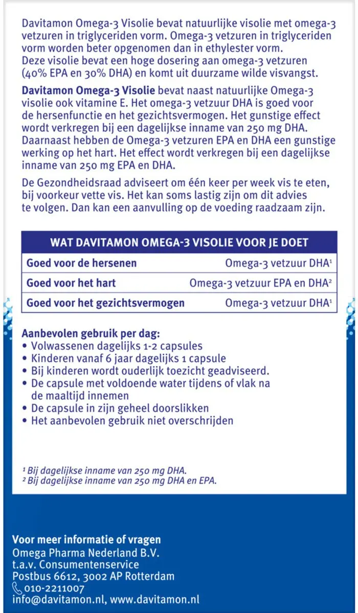 Davitamon Omega-3 Visolie 120 Capsules - 2x60