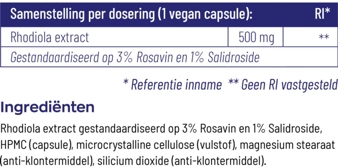 VitaKruid Rhodiola Extract 500mg - 60 Tabletten
