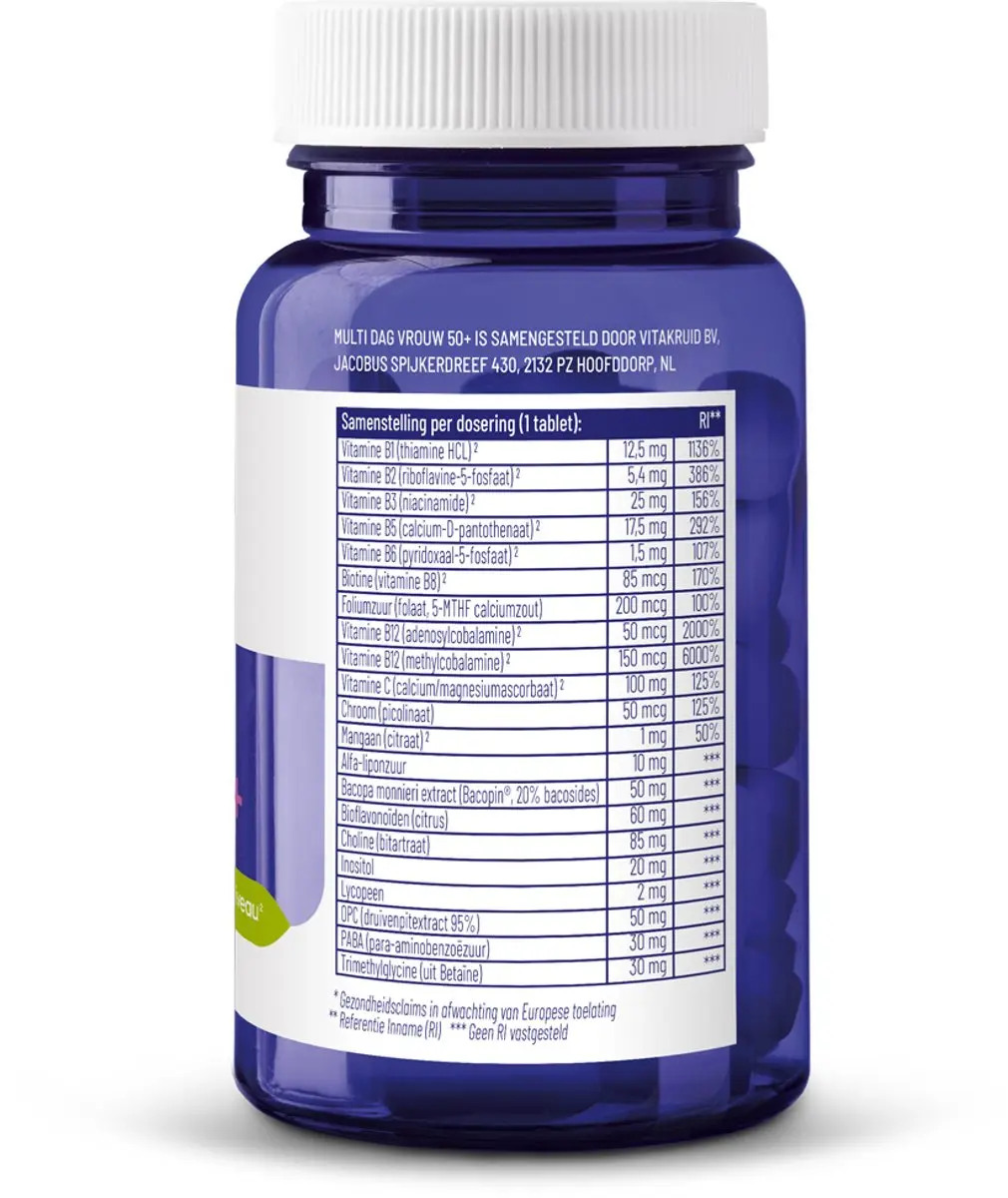 Vitakruid Multi Dag Vrouw 50+ 30 Tabletten