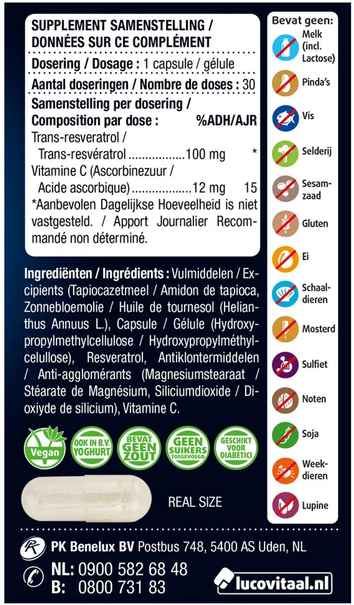 Lucovitaal Super Resveratrol 100mg - 30 Capsules