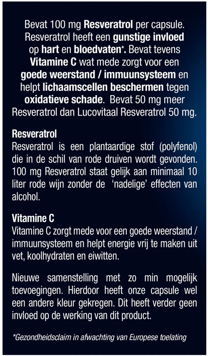 Lucovitaal Super Resveratrol 100mg - 30 Capsules