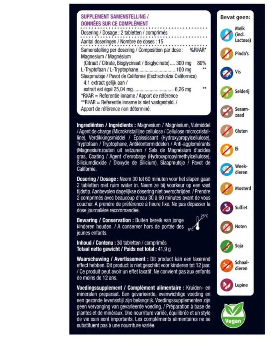 Lucovitaal Magnesium Nacht 30 tabletten