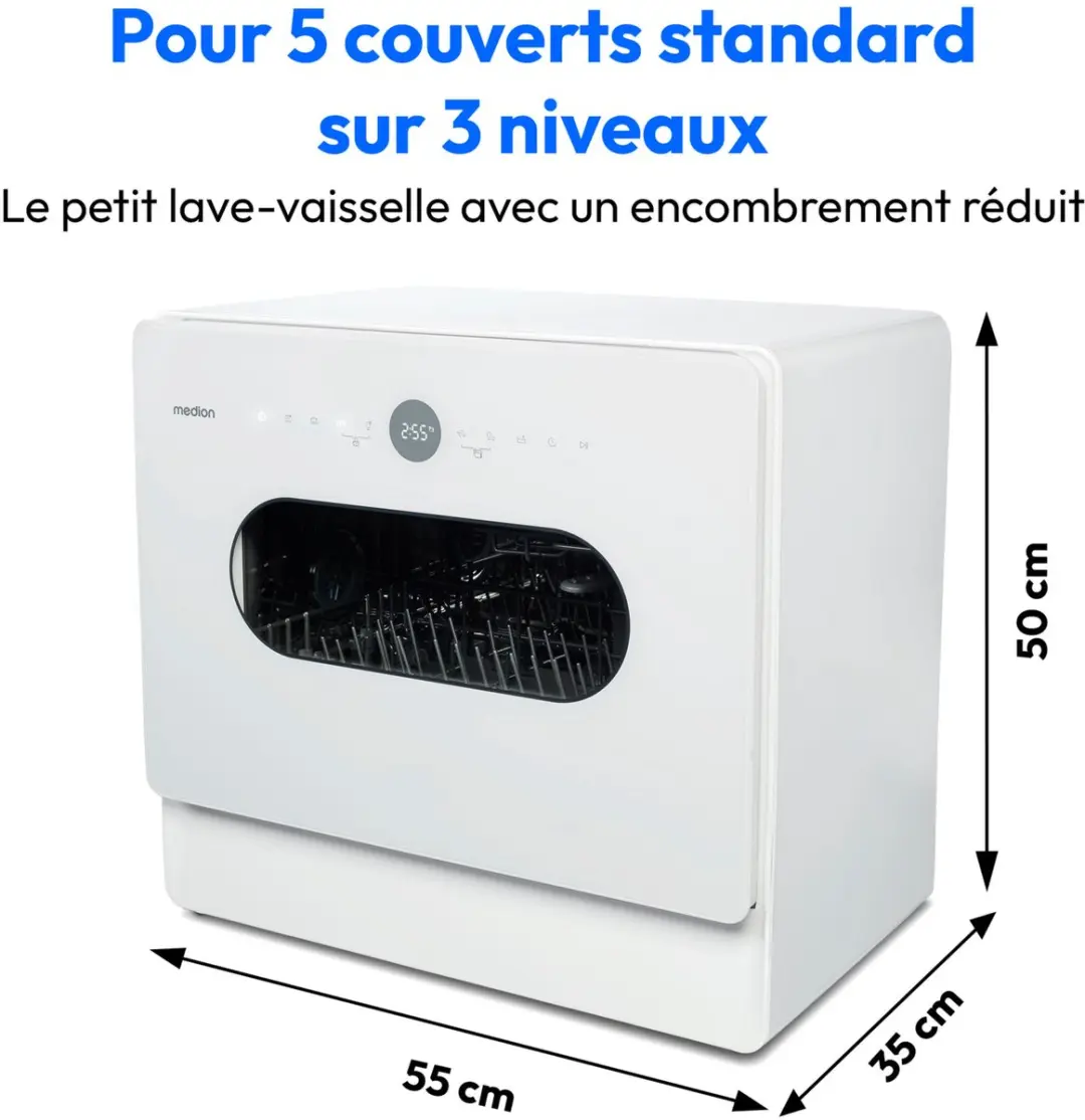 Medion Mini Vaatwasser DWT51 MD37766 - 5 Couverts Wit