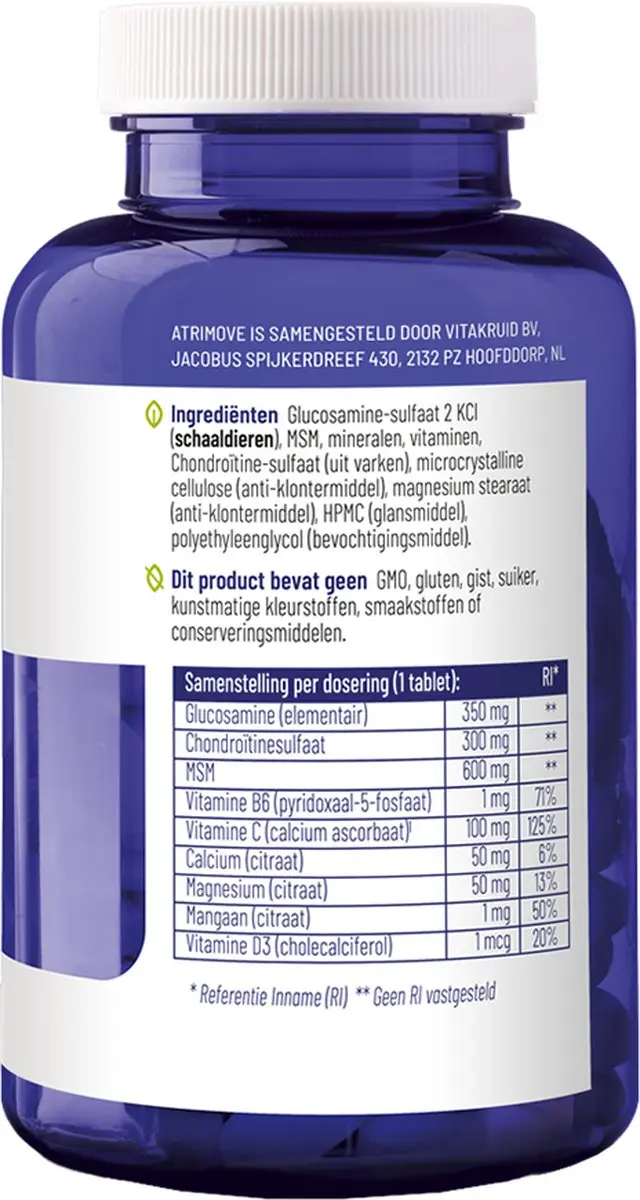 Vitakruid Artrimove Glucosamine Complex 90 tabletten - afbeelding 6 van 6