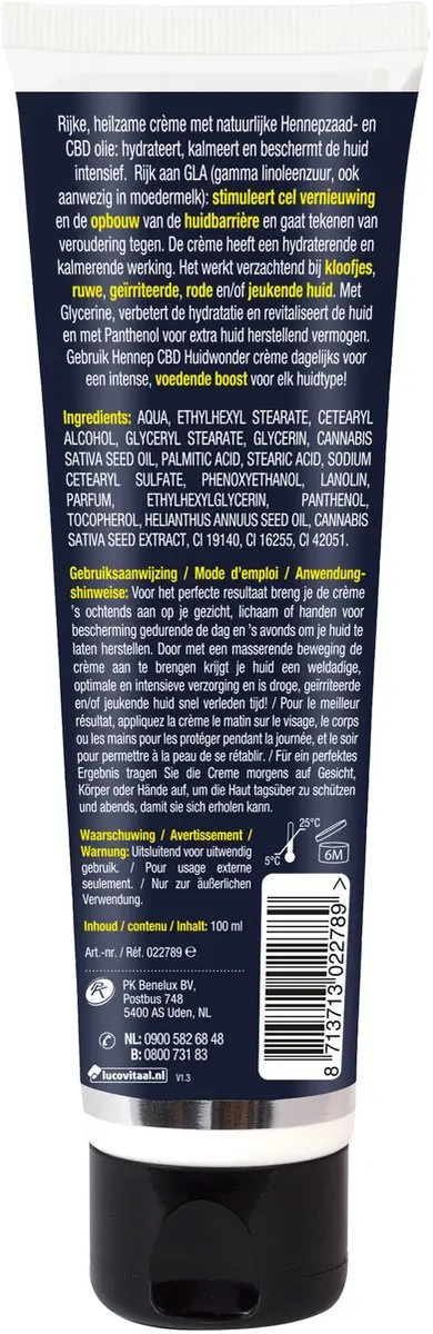 Lucovitaal Hennep CBD Huidcrème 100ml