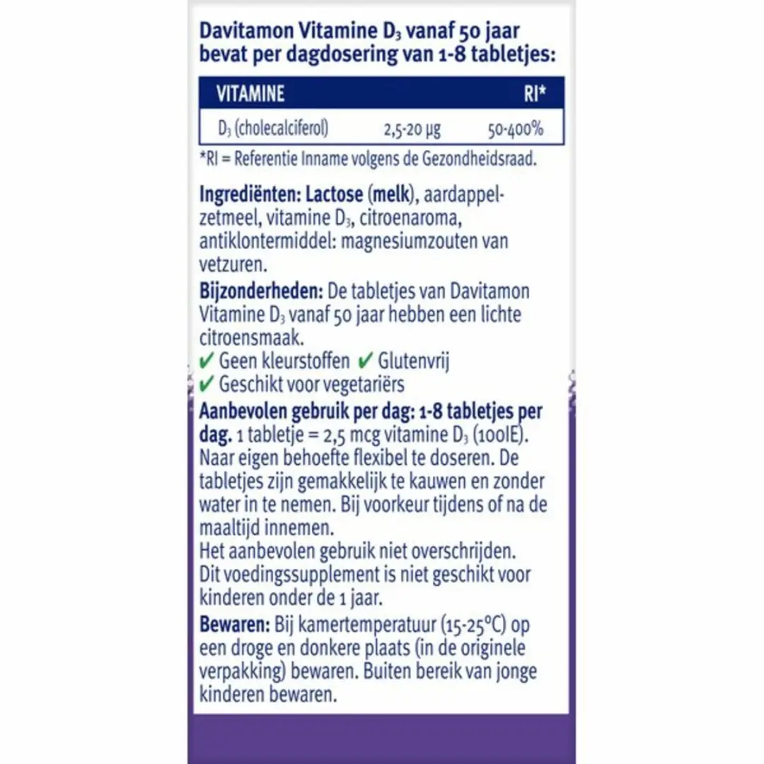 Davitamon Vitamine D3 50+ 2x250 Tabletten