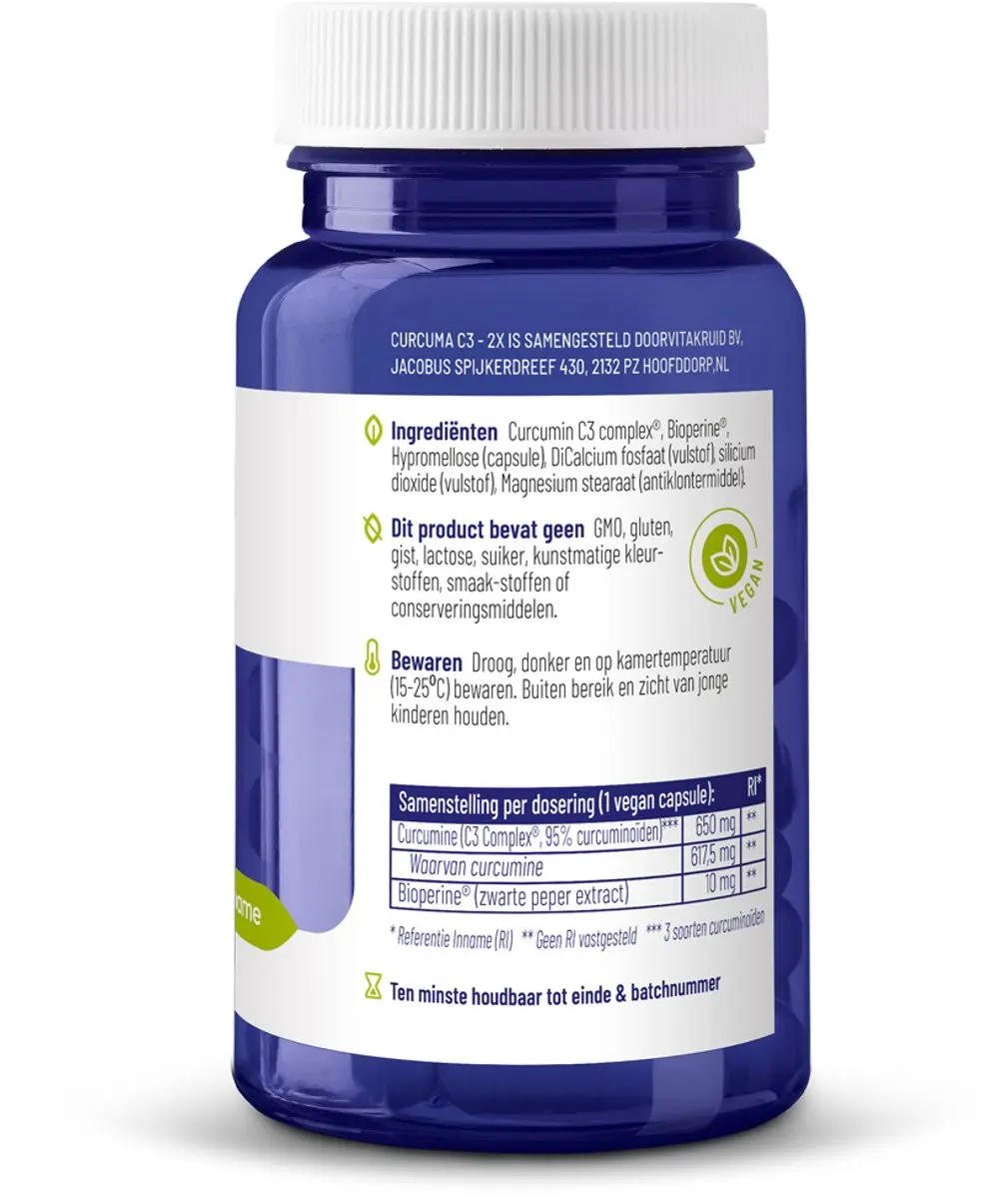 Vitakruid Curcuma C3-2X 30 Capsules - 95% Curcuminoïden