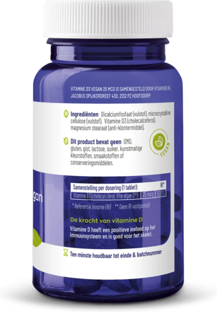 Vitakruid Vitamine D3 25 mcg Vegan - 120 tabletten